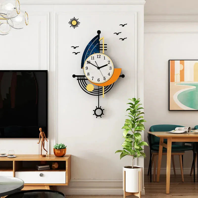 BowLift | Decorative Wall Clock Navigation Sailboat Creative Design Clock Indoor Clock Decoration Living Room Background Wall Decor
