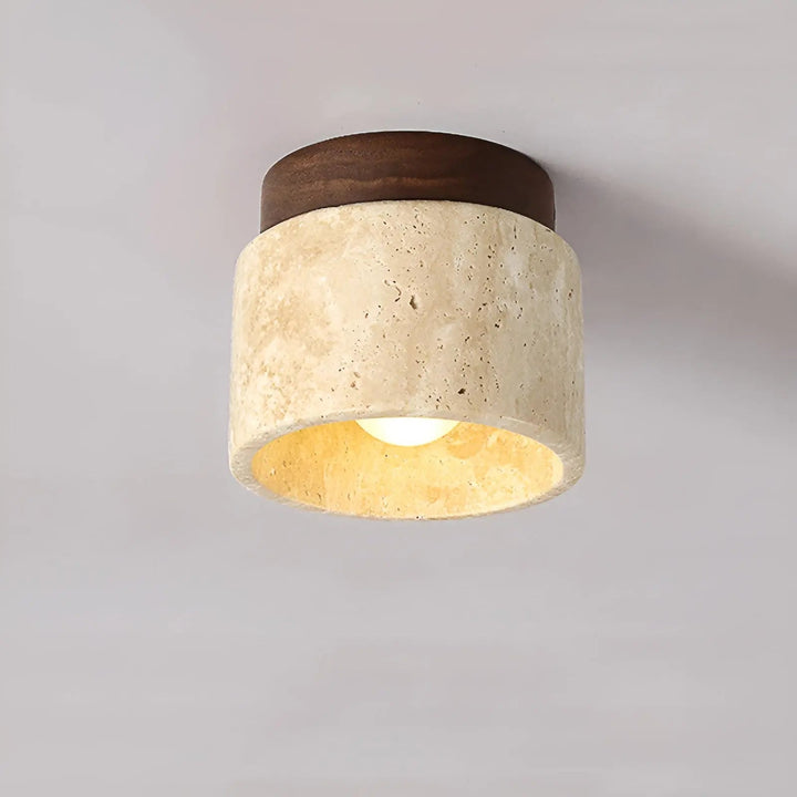 BowLift | Rustic Travertine Ceiling Lamp - TravaGlow