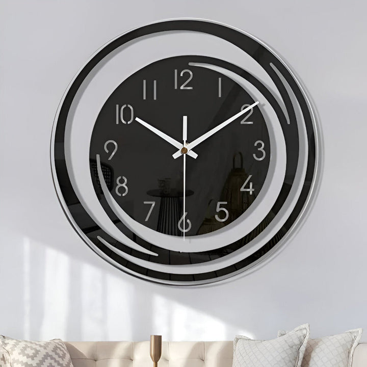 BowLift | Modern Black Acrylic Wall Clock in Scandinavian Design 30 cm