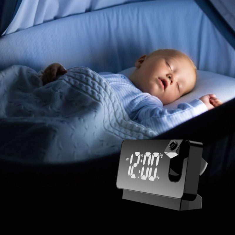 Digital Projection Alarm Clock with 180-Degree Rotatable Projector