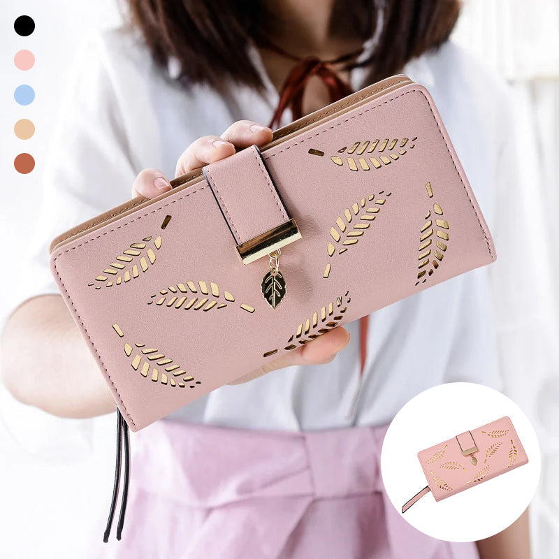 BowLift | Long wallet for women with leaf pattern