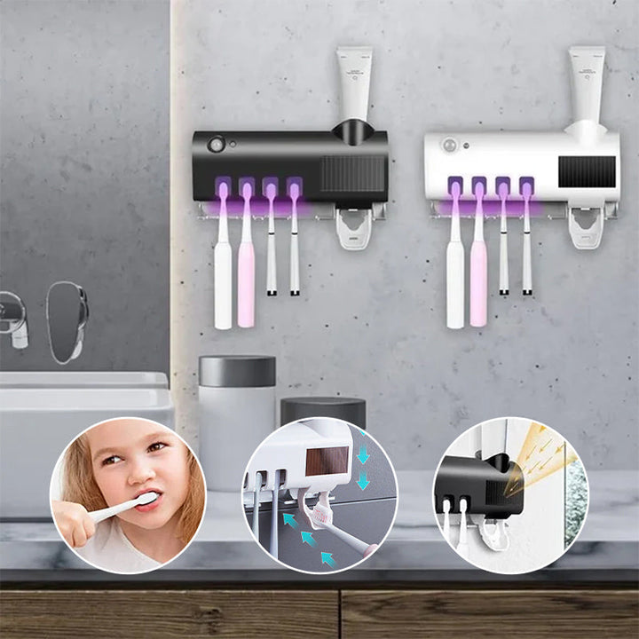 Smart UV Light Sterilizer Toothbrush Holder, WaII Mount Toothpaste Dispenser | Bowlift