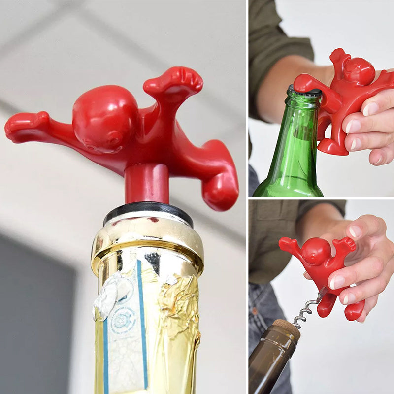 BowLift | Happy Man Corkscrew - Bottle Opener, & Wine Stopper