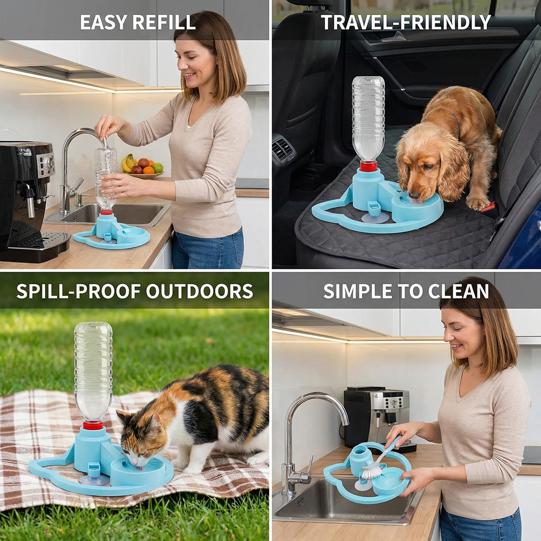 Automatic Pet Water Dispenser – No Power Required, Spill-Proof & Travel-Friendly Bowlift