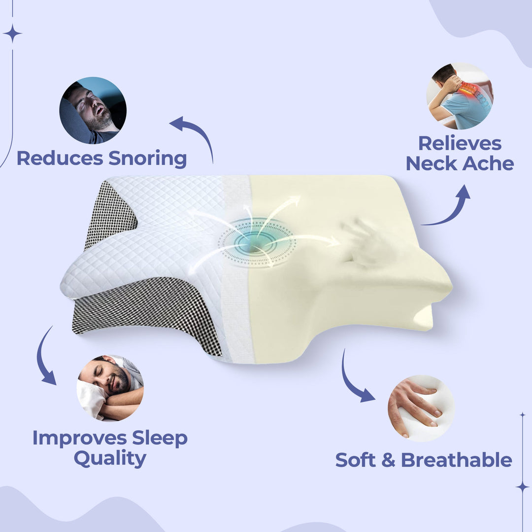 Memory Foam Neck Butterfly Shape Pillow with Armrests for Side & Back Sleepers Bowlift