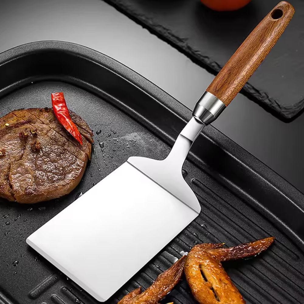 BowLift | Stainless Steel Kitchen Spatula with Wooden Handle