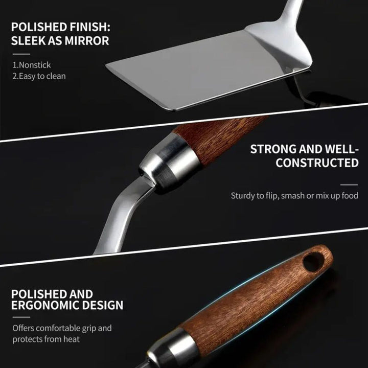 BowLift | Stainless Steel Kitchen Spatula with Wooden Handle