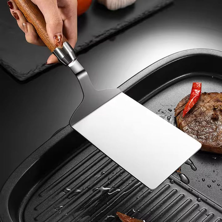 BowLift | Stainless Steel Kitchen Spatula with Wooden Handle