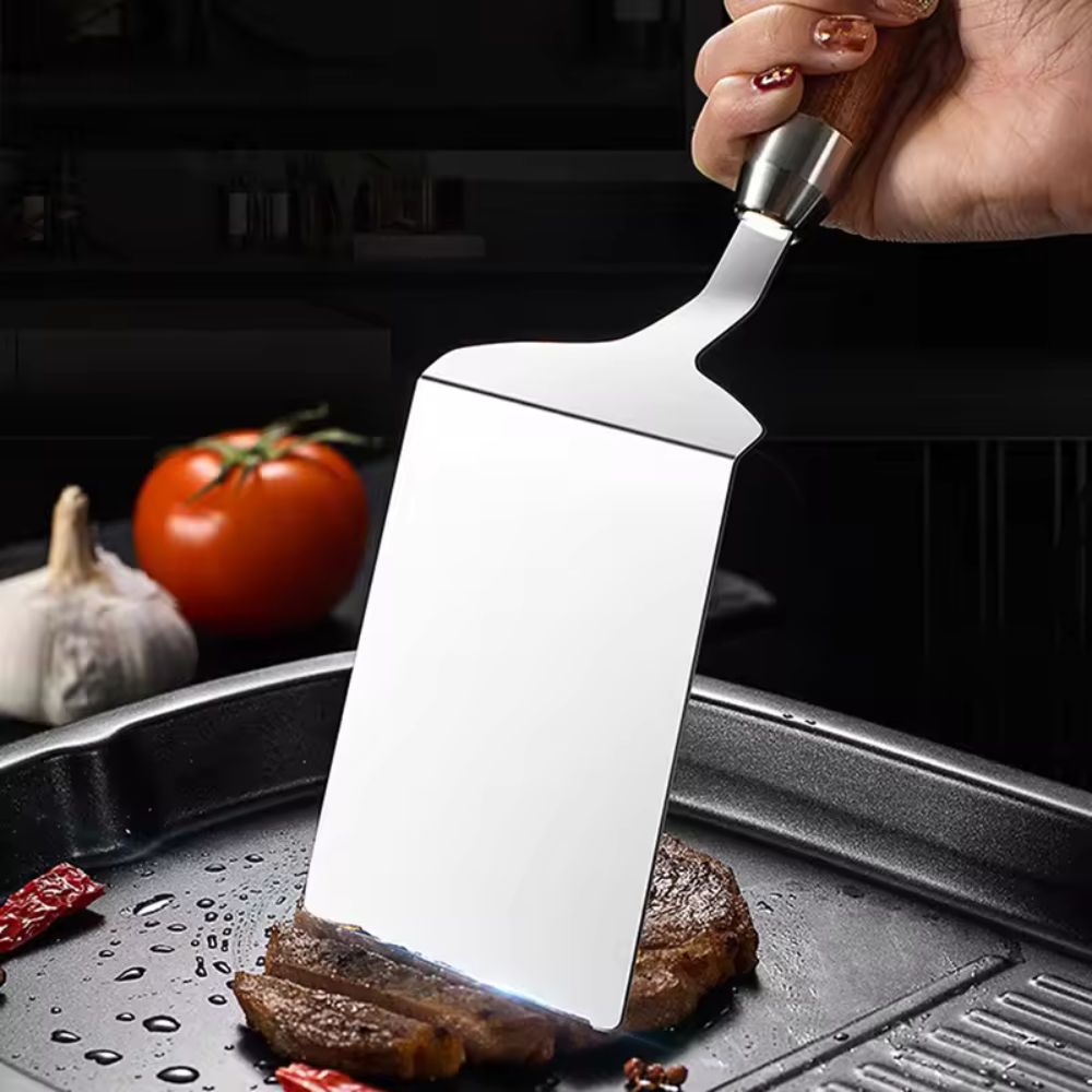 BowLift | Stainless Steel Kitchen Spatula with Wooden Handle