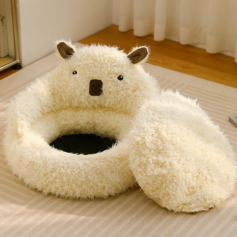 BowLift | Alpaca-shaped, fluffy, warm, detachable dog and cat bed