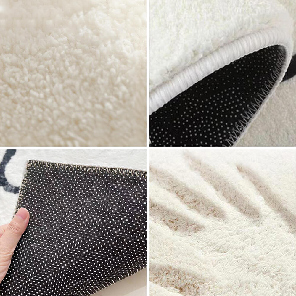 BowLift | Faux Cashmere Checkered Cozy Nightstand Rug Irregular Shape Rug