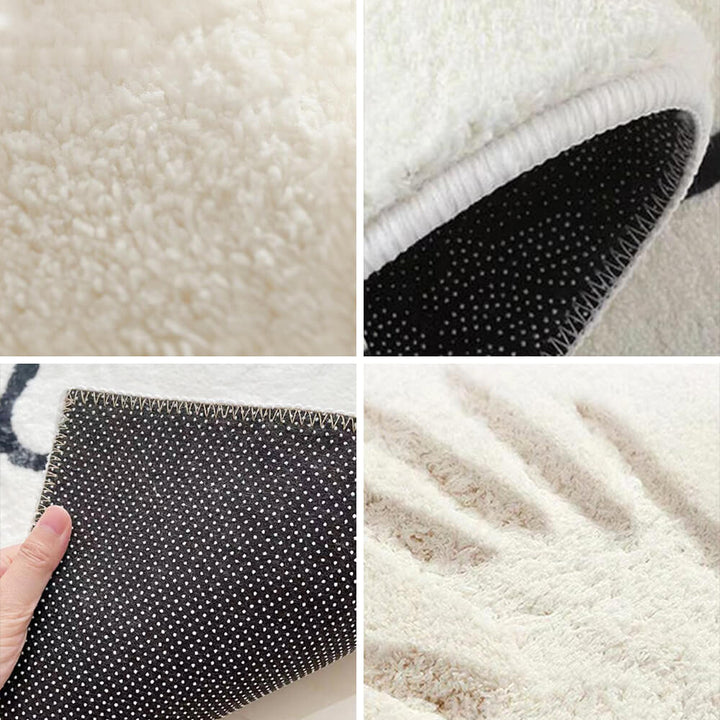 BowLift | Faux Cashmere Checkered Cozy Nightstand Rug Irregular Shape Rug