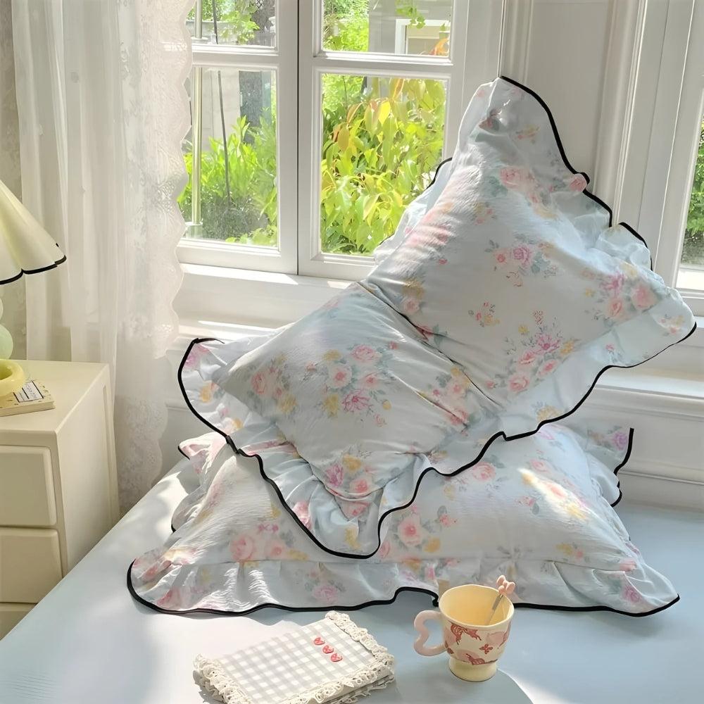 BowLift | Gauze Floral Ruffled Lace Pillowcases