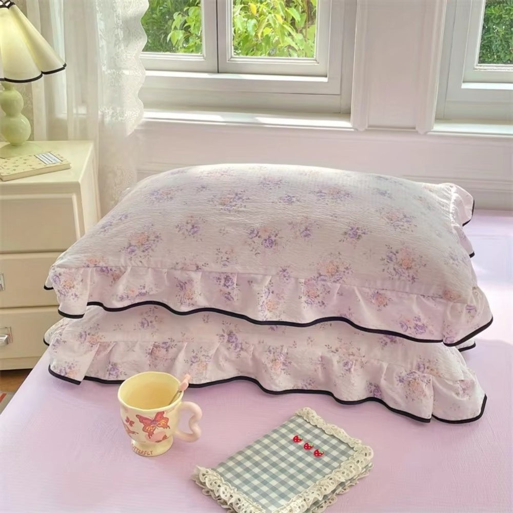 BowLift | Gauze Floral Ruffled Lace Pillowcases