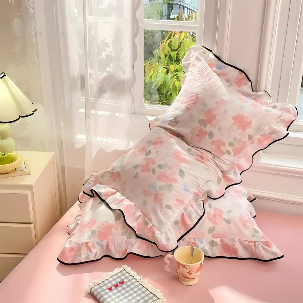 BowLift | Gauze Floral Ruffled Lace Pillowcases