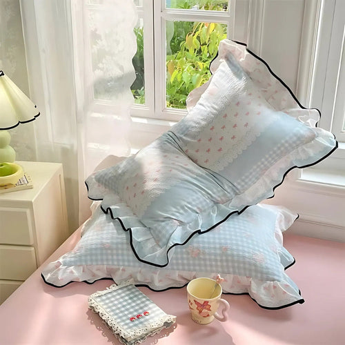 BowLift | Gauze Floral Ruffled Lace Pillowcases