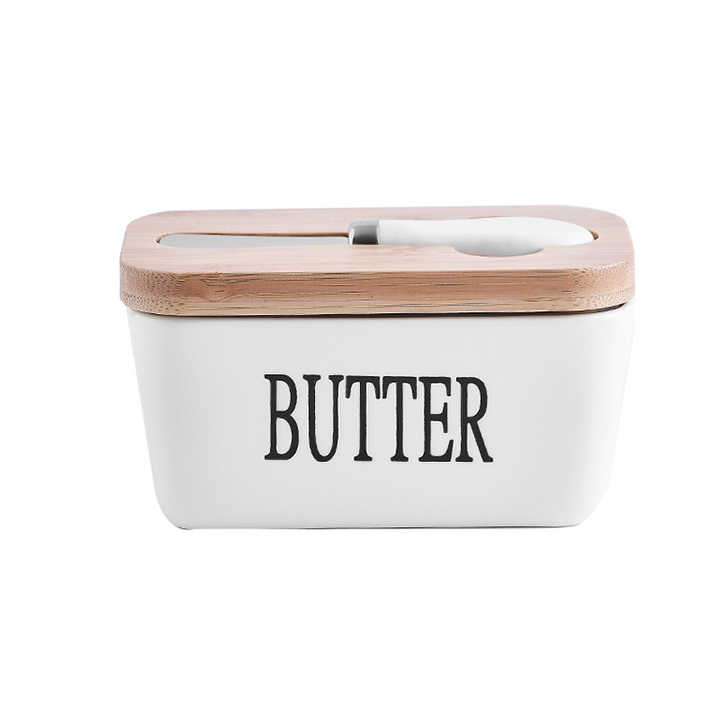 BowLift | Rectangular Ceramic Butter Dish Sealed Storage Container Western Cheese Jug Butter Glass for Storage for Restaurant 15x8.5 cm