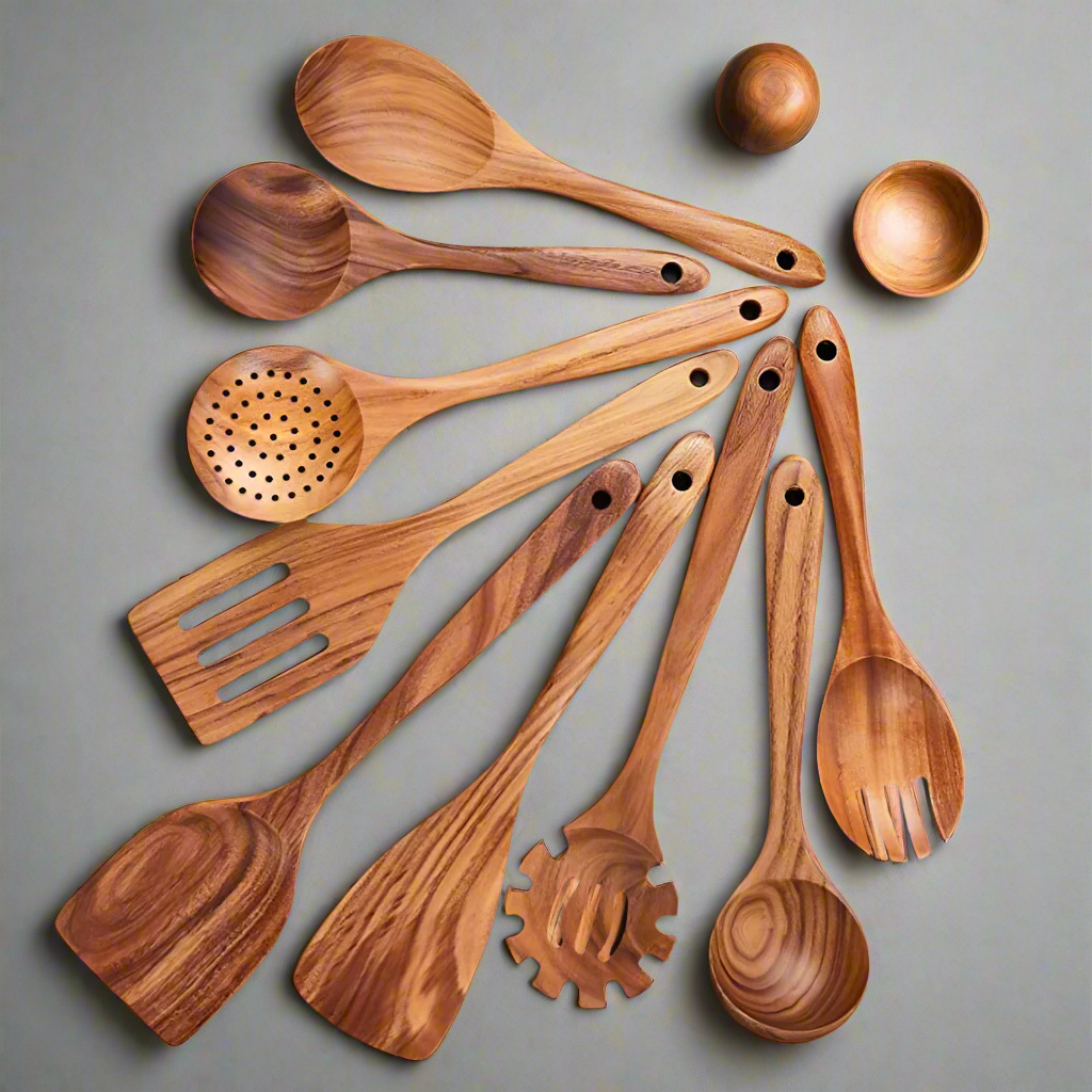 BowLift | TeakChef Kitchen Set – Sustainable Antibacterial Kitchen Utensils made of Teakwood