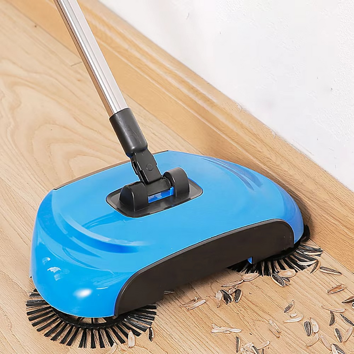 BowLift | 3-in-1 Stainless Steel Push Broom with Dustpan and Scraper for Easy Home Cleaning