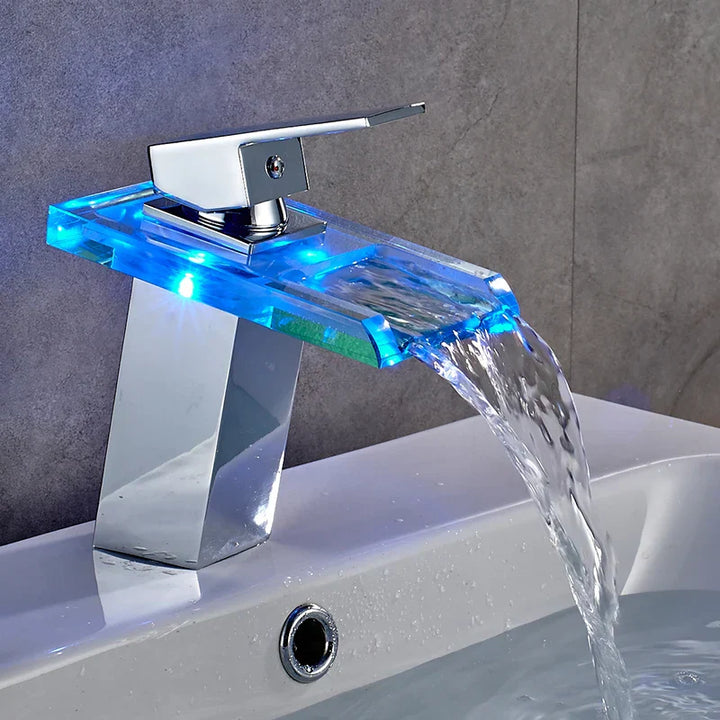 BowLift | LED Brass Waterfall Modern Faucet
