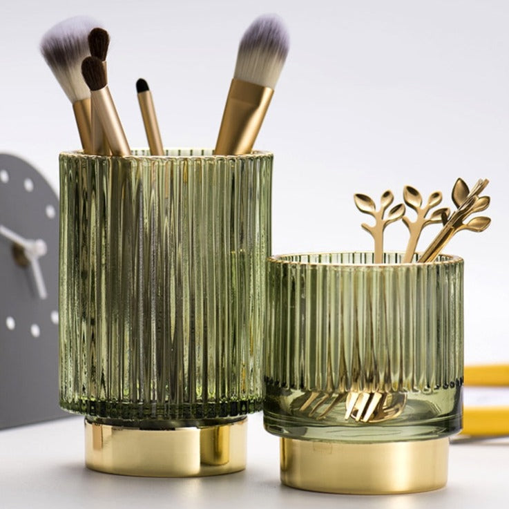 BowLift | Elise Gold Foil Glass Makeup Halter & Organizer
