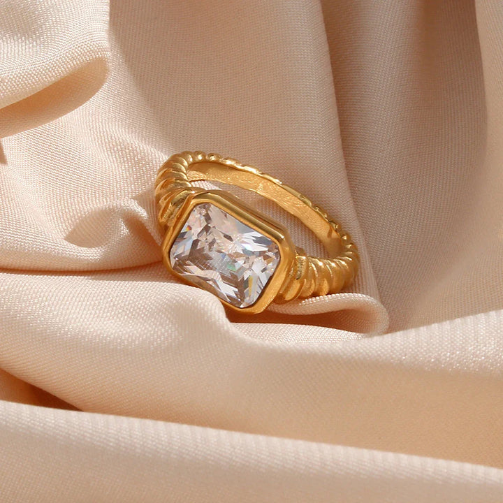 BowLift | Chunky Cross Striped Baguette Diamond Ring