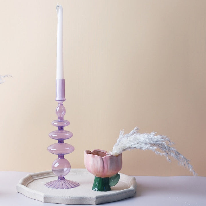 BowLift | Lilac Candle Holder made of Glass