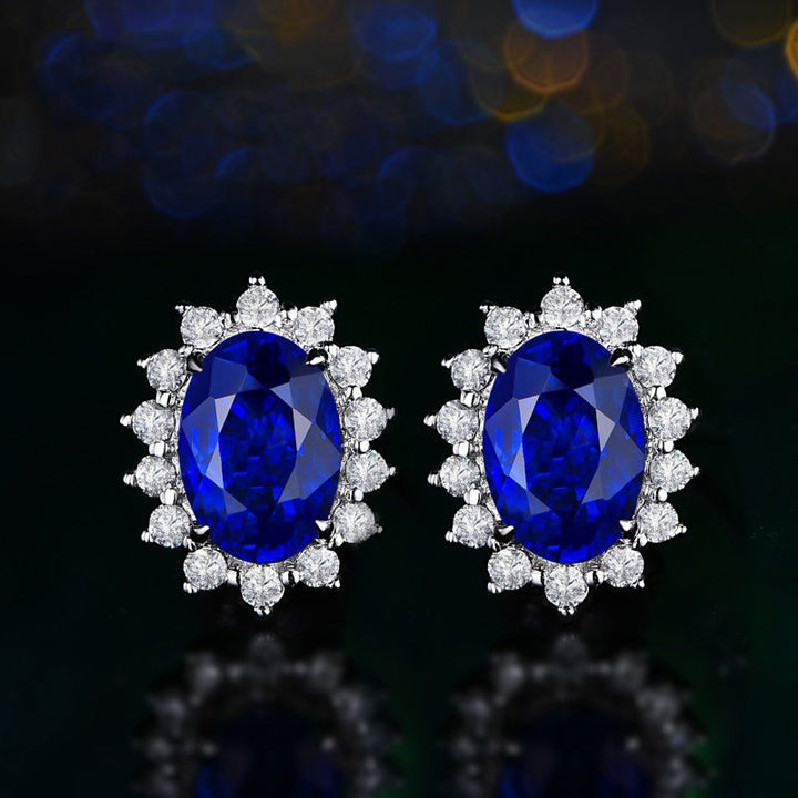 BowLift | Eastern Aura Oval Blue Gem Earring