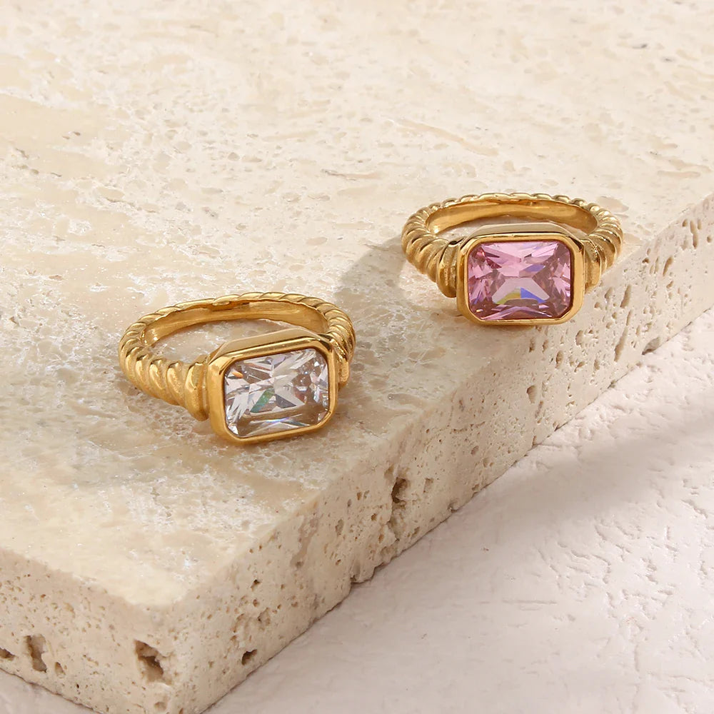 BowLift | Chunky Cross Striped Baguette Diamond Ring
