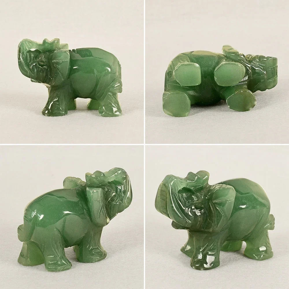 BowLift | Green Aventurine Jade Stone Elephant Statue
