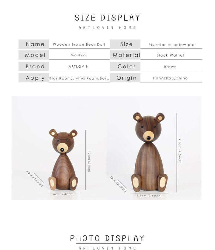BowLift | Danish Wood Brown Bear Family Ornaments