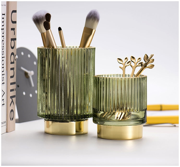 BowLift | Elise Gold Foil Glass Makeup Halter & Organizer