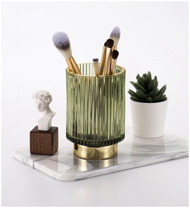 BowLift | Elise Gold Foil Glass Makeup Halter & Organizer