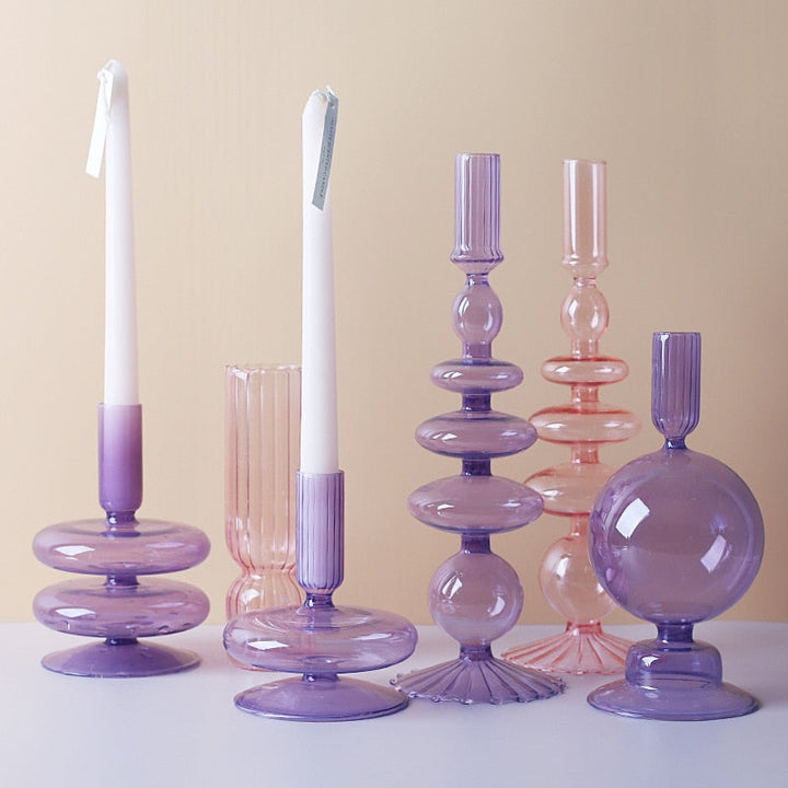BowLift | Lilac Candle Holder made of Glass