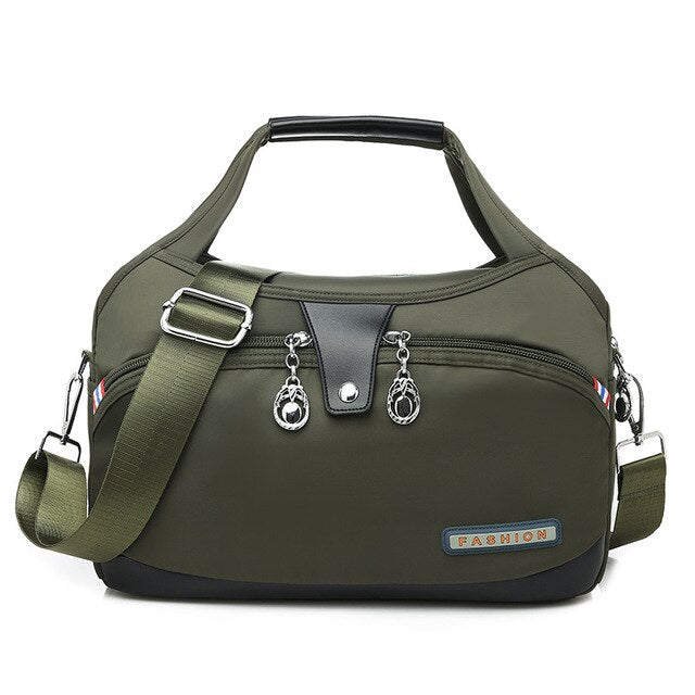 Water-Resistant Nylon Crossbody Bag with Zipper Closure