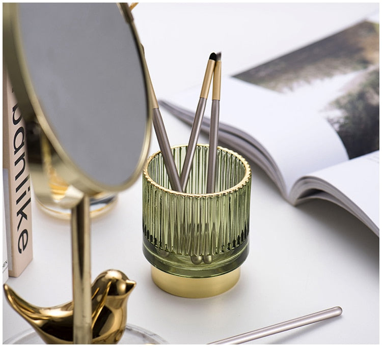 BowLift | Elise Gold Foil Glass Makeup Halter & Organizer