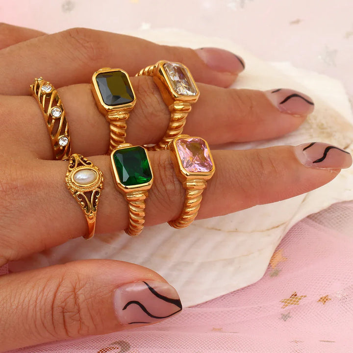 BowLift | Chunky Cross Striped Baguette Diamond Ring