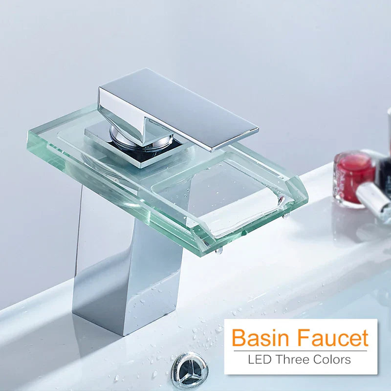 BowLift | LED Brass Waterfall Modern Faucet