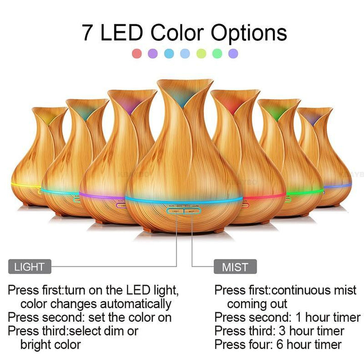 BowLift | 400mL Essential Oil Diffuser and Humidifier w/ Mood LED Lights