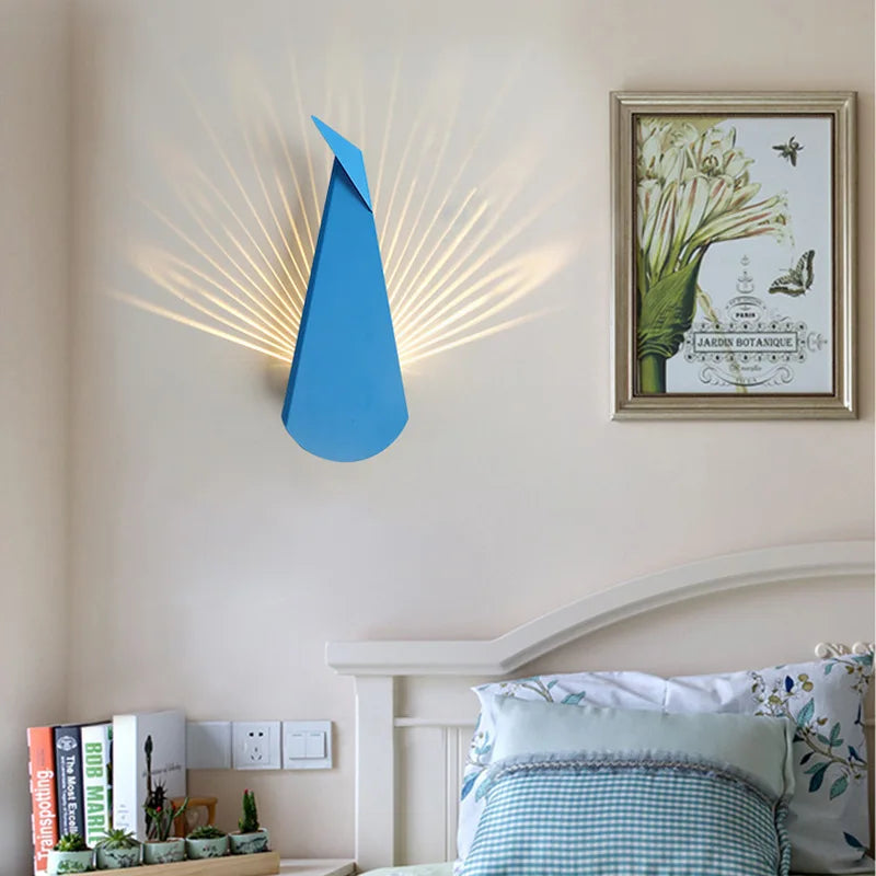 ElegantLuxe - Modern LED Wall Lamp Peacock Feather Bowlift