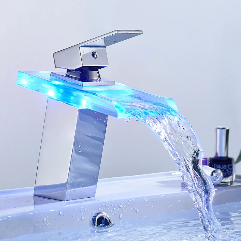 BowLift | LED Brass Waterfall Modern Faucet