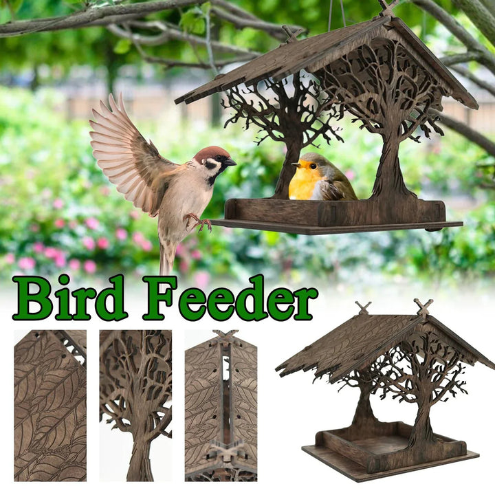 BowLift | Rustic Treehouse Wooden Bird Feeder