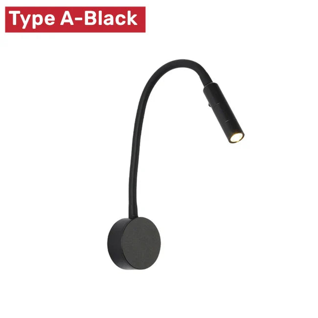 BowLift | Modern Flexible LED Reading Wall Lamp with Switch for Bedroom and Study - 1W/3W