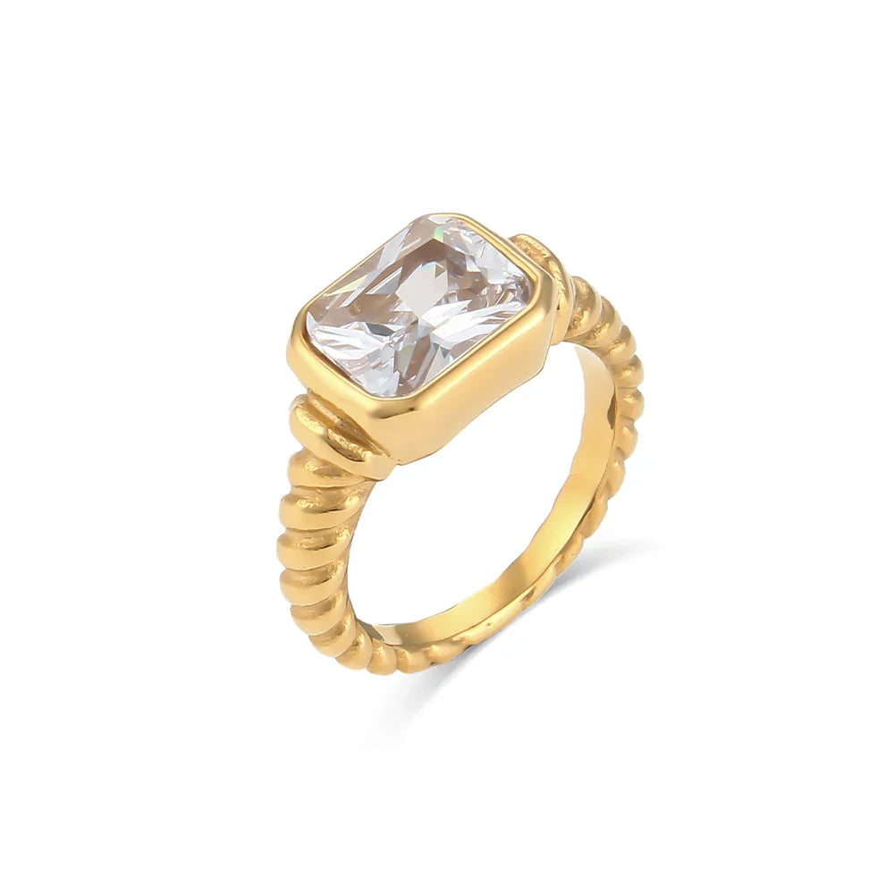 BowLift | Chunky Cross Striped Baguette Diamond Ring