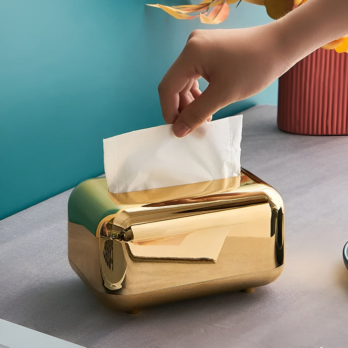 BowLift | Luxurell Tissue Box | Mirror-Gold Finish | High Gloss Design | Stylish & Neat