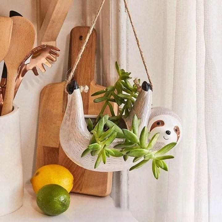 BowLift | Handmade Ceramic Sloth Flower Pot for Small Plants