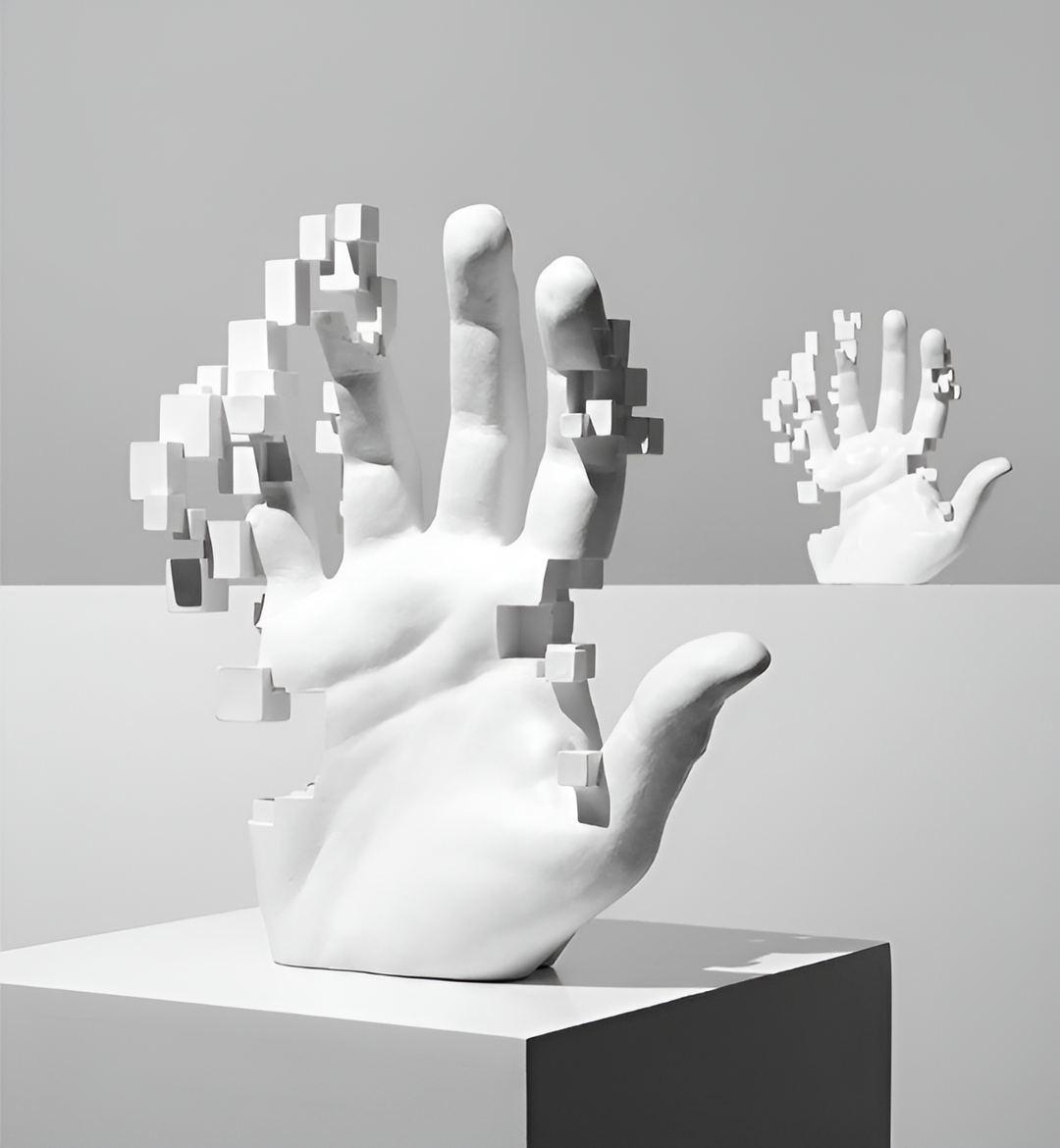 BowLift | Abstract Resin Hand Sculpture with Mosaic Design