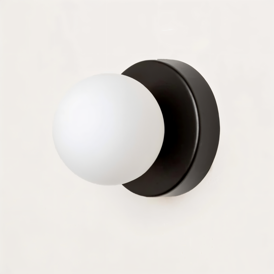 BowLift | PearlPop Wall Light – White Glass Orb LED Wall Sconce for Modern Interiors