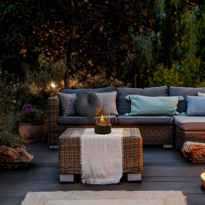 BowLift | SleekFlame - Stylish black metal base table fire pit