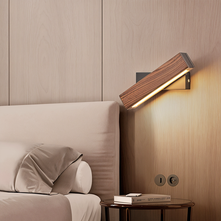 BowLift | TwistLED Wall Lamp - 360° rotatable rectangular LED wall lamp made of wood